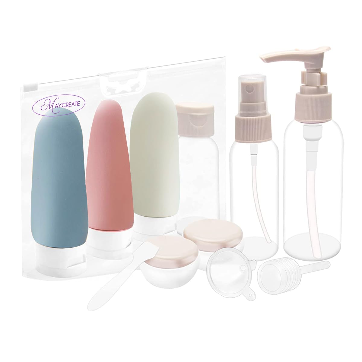 MAYCREATE 11pcs Travel Bottles for Toiletries, Refillable Travel Containers for Toiletries Cream Jars Spray Bottle Kit for Lotion, Shower Gel, Shampoo, Hand Sanitizer MAYCREATE 11pcs Travel Bottles for Toiletries, Refillable Travel Containers for Toiletries Cream Jars Spray Bottle Kit for Lotion, Shower Gel, Shampoo, Hand Sanitizer
